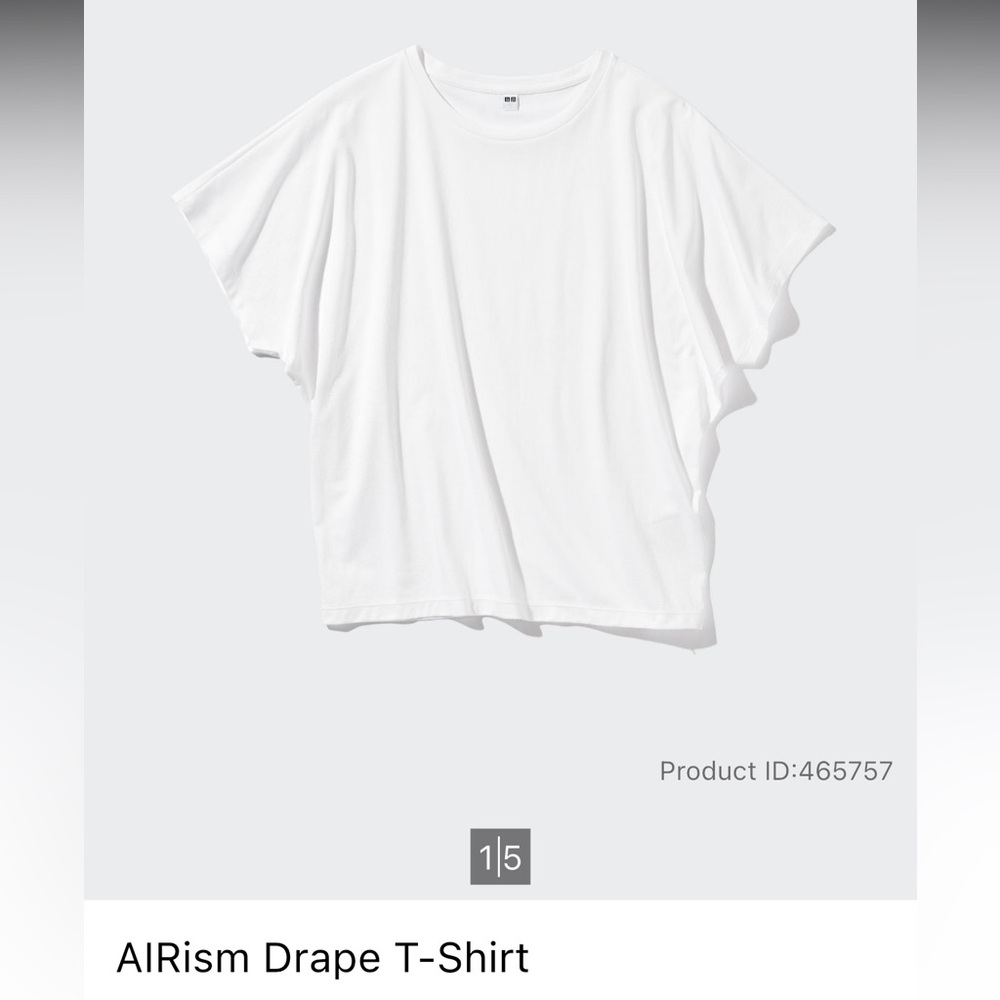 Uniqlo Airism Drape T-Shirt, Short Sleeve Top, White, XS - Picture 8 of 16